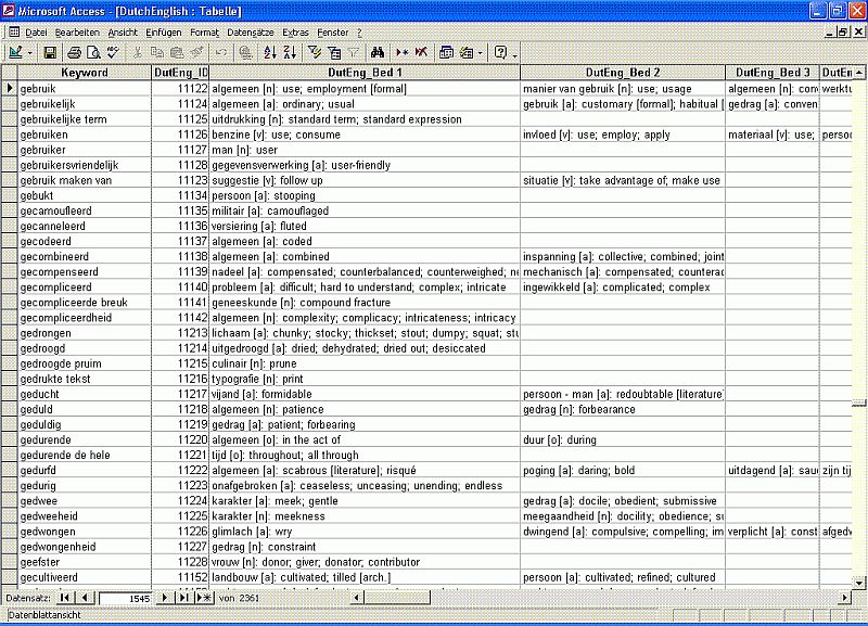 Click to view Database Dictionaries Dutch 1.8 screenshot